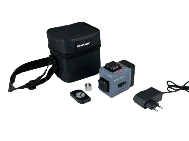 Лазерный нивелир E0214 ProfiPower NL-12G (12 лучей, лазер - зеленый, Li-ion - 1шт, пульт ДУ, переходник, З/У, сумка-чехол)