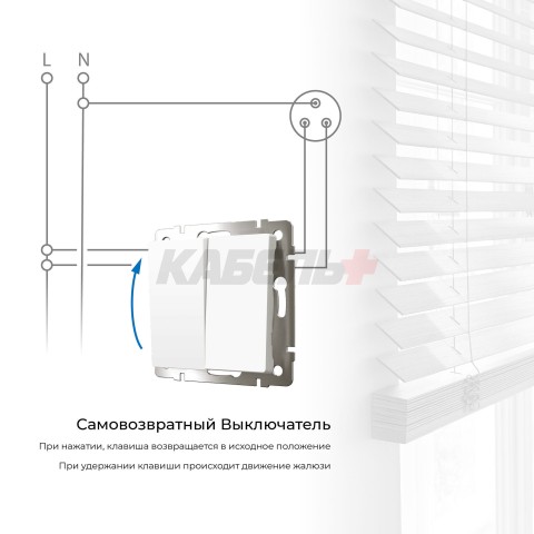 W1122461/ Выключатель двухклавишный с самовозвратом (белый матовый)