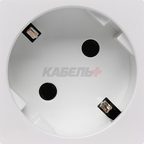 Розетка 45град с заземляющим контактом без защитной шторки и винтовым зажимом (2 модуля) белая