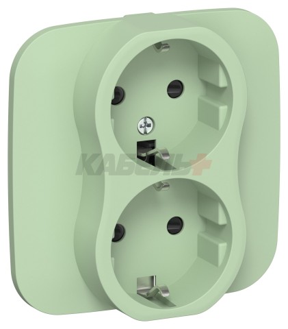 FLITE Розетка 2-местная с заземлением с защитными шторками безвинтовое крепление 16А РСш12-1-А-ФлФ фисташковый IEK