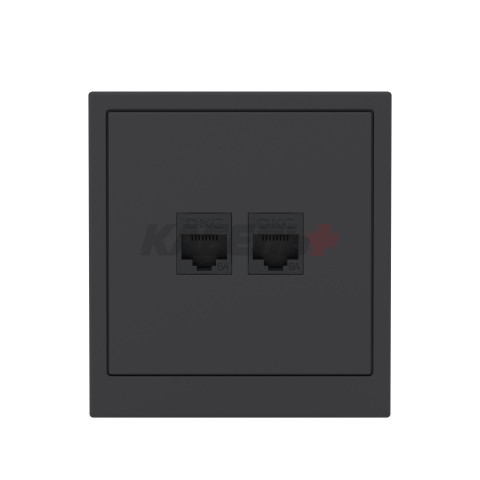 Компьютерная розетка RJ-45 без шторки, кат.6А двойная, KANT, черный уголь DKC