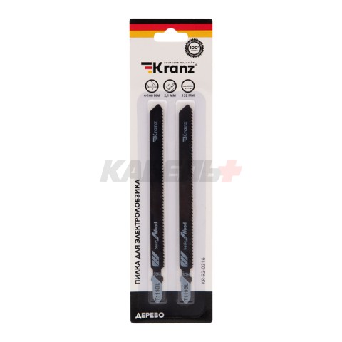 Пилка для электролобзика по дереву T119BL 132 мм 12 зубьев на дюйм 4-100 мм (2 шт./уп.) Kranz