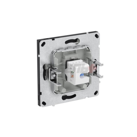 Компьютерная розетка RJ-45 без шторки, кат.6А одинарная,KANT, черный уголь DKC