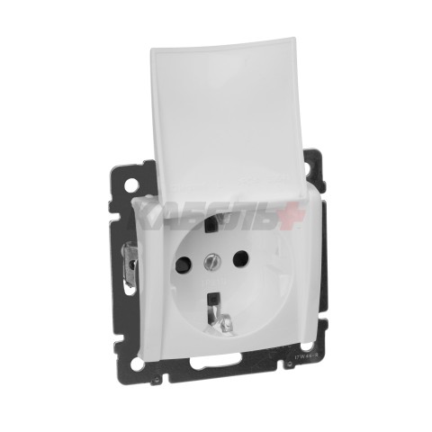 VALENA Розетка 1-местная с заземлением с защитными шторками и крышкой 16А IP20 белый