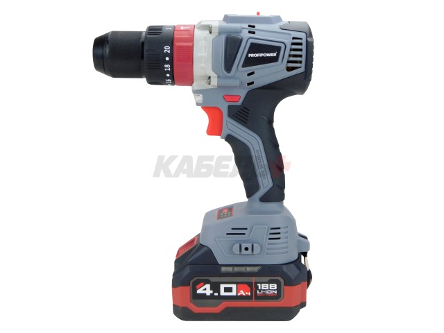 Аккумуляторный бесщеточный НАБОР 2в1 ProfiSet-2С18 (Li-ion-2шт, 4Ач, Адаптер HEX, набор головок, З/У, кейс, E0186, E0087)