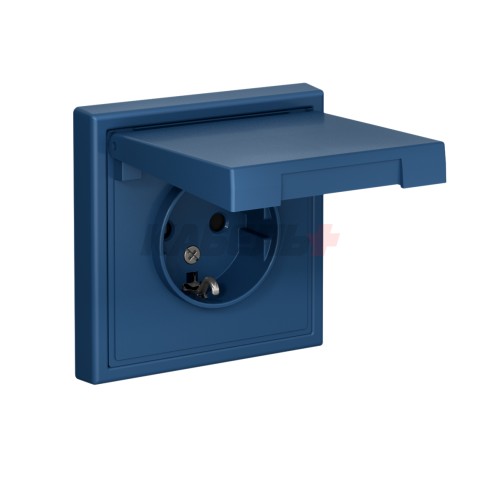ARTGALLERY РОЗЕТКА с заземл. со шторк. с крышкой, 16А, IP20, механизм, АКВАМАРИН