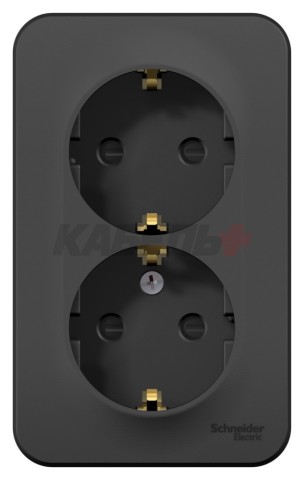 BLANCA О/У РОЗЕТКА двойная с заземлением со шторками, ИЗОЛ.ПЛ., 16А, 250В, АНТРАЦИТ