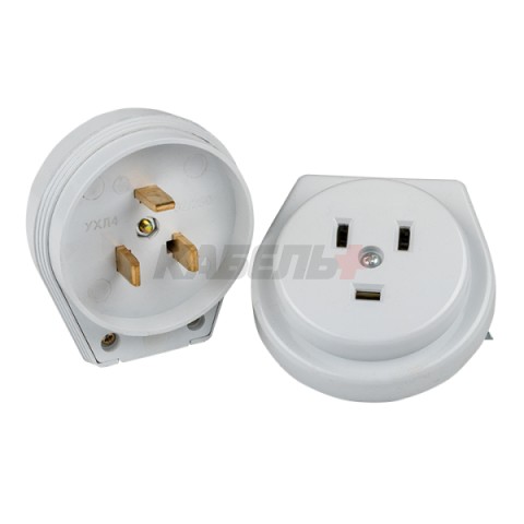 Разъем РШ-ВШ 32А 250В 2P+PE (СУ) пластиковый бел. EKF PROxima