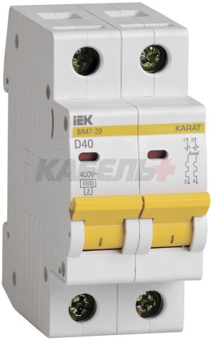 KARAT Автоматический выключатель ВА47-29 2P D 40А 4,5кА IEK