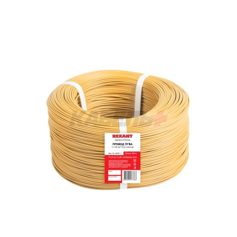 Провод ПГВА 1х1,00мм², желтый, бухта 100м REXANT