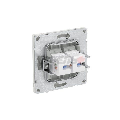 Компьютерная розетка RJ-45 без шторки, кат.5е двойная, KANT, белый песок DKC