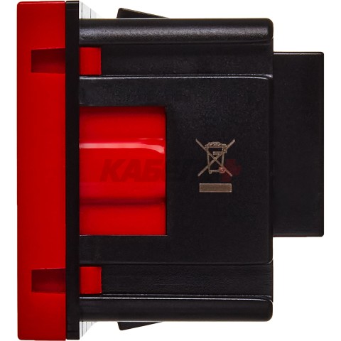 Розетка с заземляющим контактом защитной шторкой и винтовым зажимом (2 модуля) красная