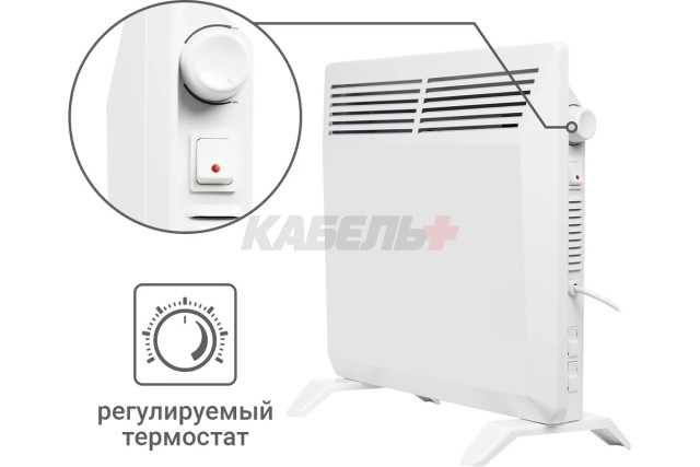 Конвектор электрический ЭК-1000X, термостат, ножки, белый, 1000 Вт, TDM