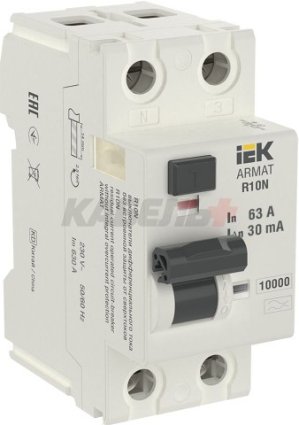 ARMAT Выключатель дифференциального тока R10N 2P 63А 30мА тип A IEK