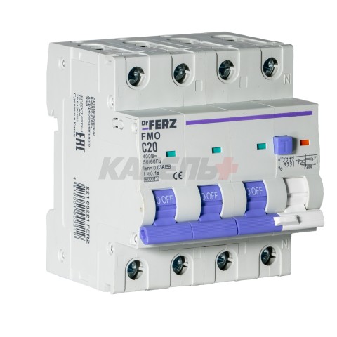 FMO-EL-3P+N 20A 30mA 6kA тип AC, х-ка C, 4M Дифавтомат