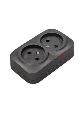 GLORY Розетка 2-местная для открытой установки без заземления без защитных шторок 10А РС22-2-ХСм сталь матовый IEK