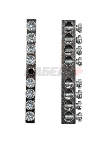 Шина "N" нулевая 6х9мм 8/1 (8 групп/крепеж по центру) никелированная TDM