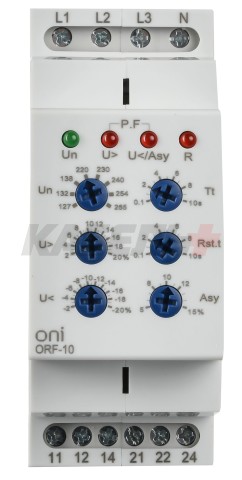 Реле контроля фаз ORF-10 3 фазы 2 контакта 127-265В AC с контролем нейтрали ONI
