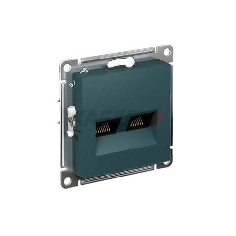 ATLASDESIGN РОЗЕТКА двойная компьютерная RJ45+RJ45 кат. 5e, механизм, ИЗУМРУД