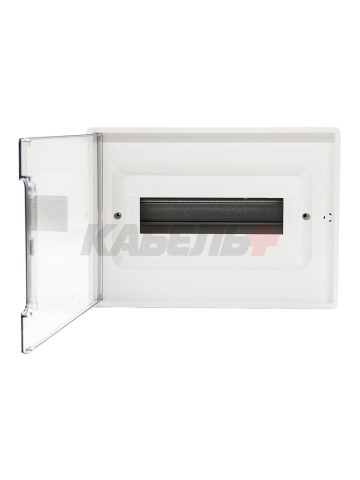 Щиток 12 мод настенный FRAME, белый, с прозрачной дверцей, с 2 шинами PEN на 6 и 8 отв. DKC