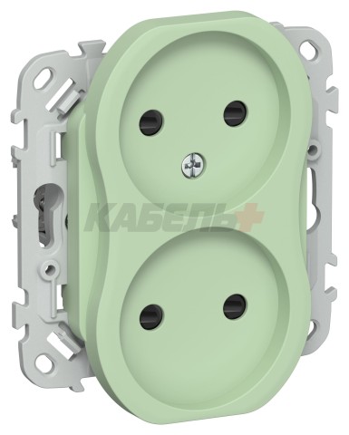 FLITE Розетка 2-местная без заземления с защитными шторками 10А РСш02-0-ФлФ фисташковый IEK
