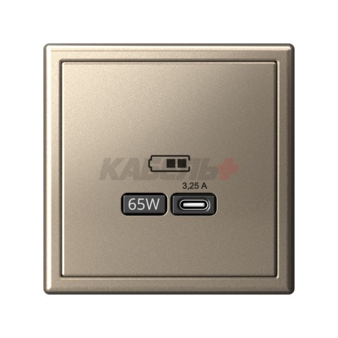 ARTGALLERY USB РОЗЕТКА тип-С 65Вт высокоскор.заряд. QC, PD, механизм, ШАМПАНЬ