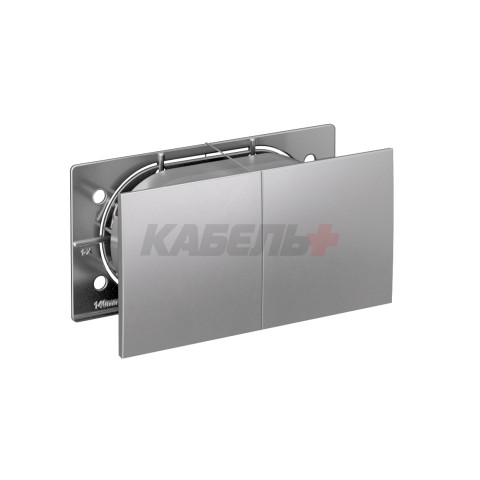 ATLASDESIGN РОЗЕТКА двойная с заземлением со шторками со сдвижными крышками, 16А, в сборе, АЛЮМИНИЙ