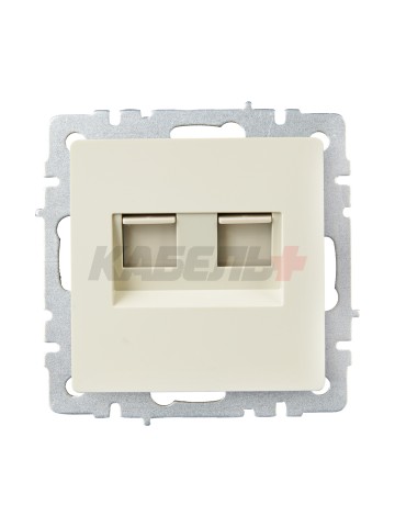 BRITE Розетка компьютерная двойная RJ45 кат.6 РК11-2-БрКр бежевый IEK