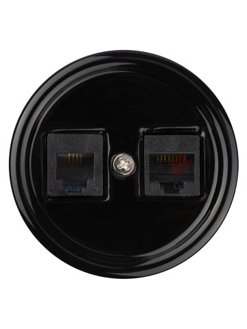 Розетка телефонная RJ11 + компьютерная RJ45 черная «Болонь» TDM