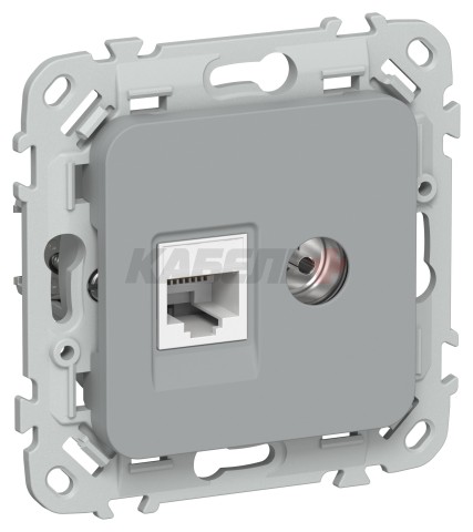 FLITE Розетка 2-местная RJ45/TV категория 6 UTP РКТВ6-2-0-ФлС серый IEK