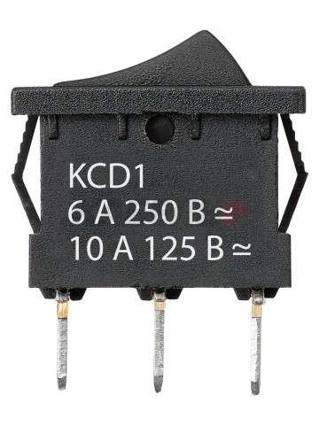 KCD1-102 250В AC/DC, 1P, 6А, (3с), ON-ON, черный, Mini TDM