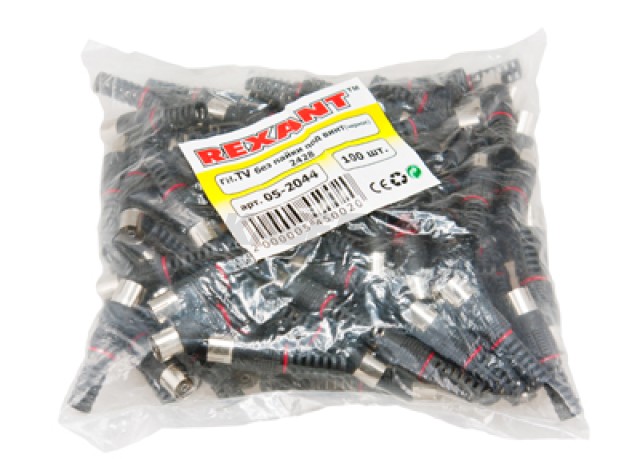 TV-разъем гнездо без пайки черный REXANT