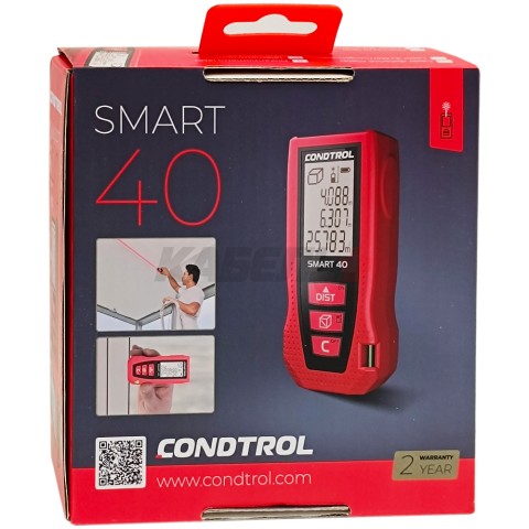 Дальномер лазерный SMART 40 (Красный / 40 м / +- 1,5 мм / 2хААА / Чехол), CONDTROL