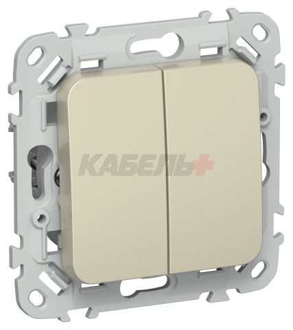 FLITE Выключатель 2-клавишный проходной 10А ВС62-1-0-ФлШ шампань IEK