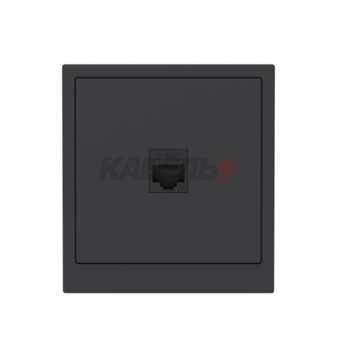 Компьютерная розетка RJ-45 без шторки, кат.5е одинарная, KANT, черный уголь DKC