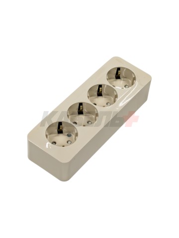 BLANCA О/У РОЗЕТКА 4-я с заземлением со шторками, ИЗОЛ.ПЛ., 16А, 250В, БЕЖЕВЫЙ