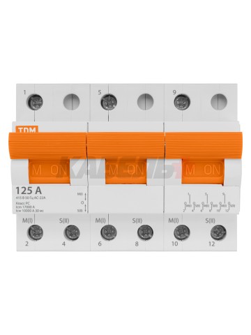 Модульный переключатель трехпозиционный МП-125 3P 125А TDM