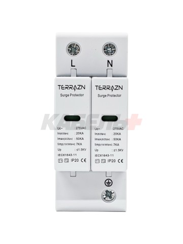 Устройство защиты от импульсных перенапряжений CET-T1T2-AC, 2P, AC275V, 7KA(10/350us), 20-50KA(8/20)us Up<1,5KV