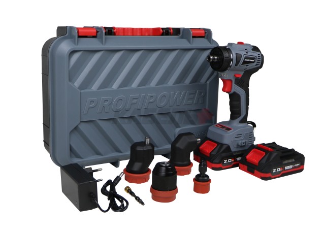 Аккумуляторный бесщеточный шуруповерт со сменными насадками E0250 PROFIPOWER MKBL-18BM (18В, 45Нм, Li-ion-2шт, 2.0Ач, 0,8-10мм, бита, З/У,в кейсе)