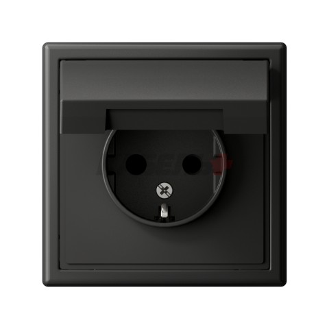 ARTGALLERY РОЗЕТКА с заземл. со шторк. с крышкой, 16А, IP20, механизм, БАЗАЛЬТ