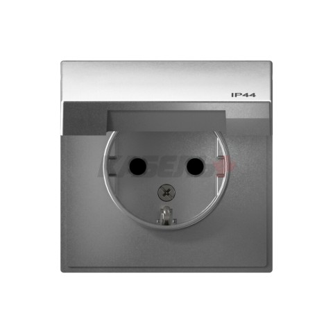ARTGALLERY РОЗЕТКА с заземл. со шт. с крышк, 16А, IP44, механизм, АЛЮМИНИЙ