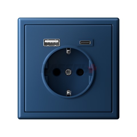 ARTGALLERY РОЗЕТКА 16А с 2 USB A+C, 5В/2,4А/3,0А, 2х5В/1,5А, механизм, АКВАМАРИН