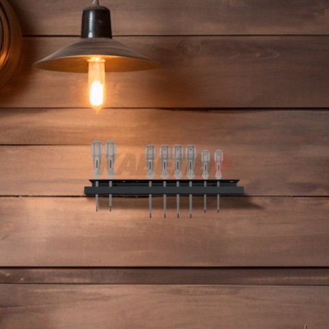 Держатель-органайзер для отверток двухуровневый, настенный, черный REXANT