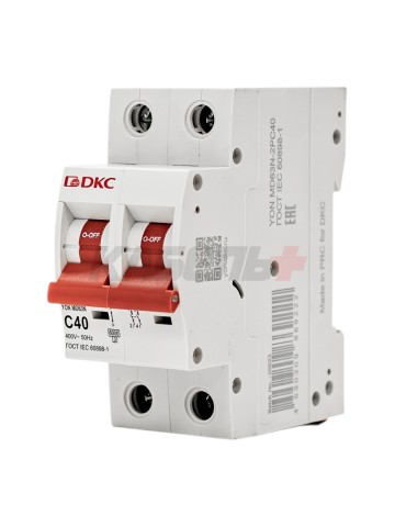 Автоматический выключатель YON max типа MD63N, 6кА, 2 полюса, хар-ка C, 40А DKC