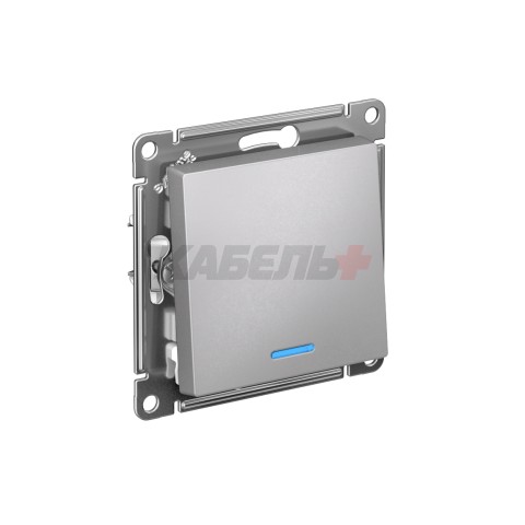 ATLASDESIGN 1-клавишный ПЕРЕКЛЮЧАТЕЛЬ с подсветкой, сх.6а, 10АХ, мех., быстрозажим. клем., АЛЮМИНИЙ