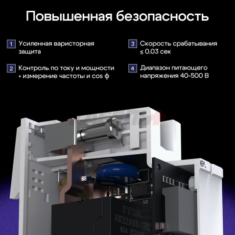 Реле напряжения и тока K5B2A с механически объединенным разрывом L и N 50А