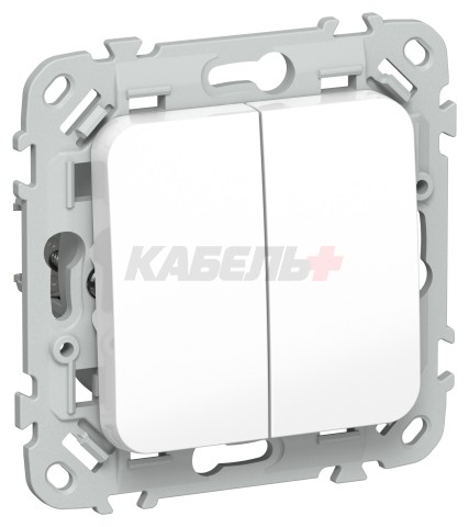 FLITE Выключатель 2-клавишный проходной 10А ВС62-1-0-ФлБ белый IEK