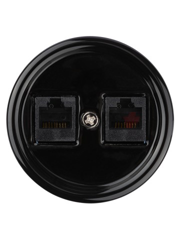 Розетка двойная компьютерная RJ45 черная «Болонь» TDM