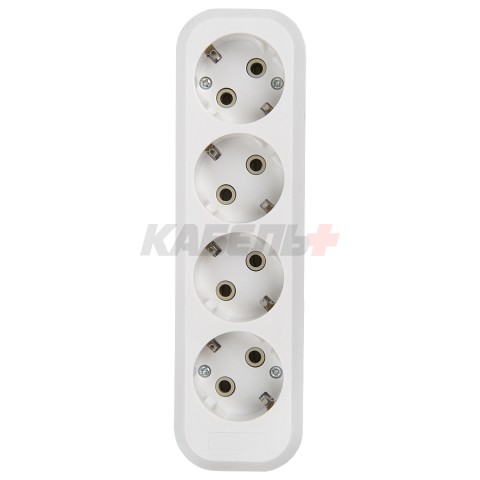 Розеточная колодка GSB-16-4-G-IP20 Easy, 16А, 4 места, с заземлением, без выключателя, IP20.