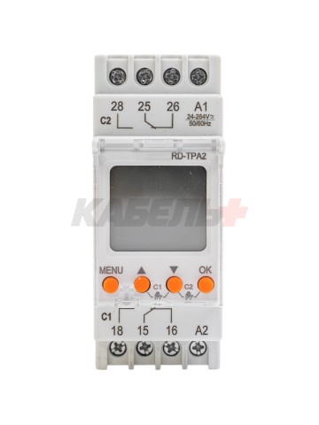 Цифровой таймер RD-TPA2, 2CO, 16A(250VAC), 24_264VAC/DC, астрономическая годовая программа, русское меню, LCD, 2M